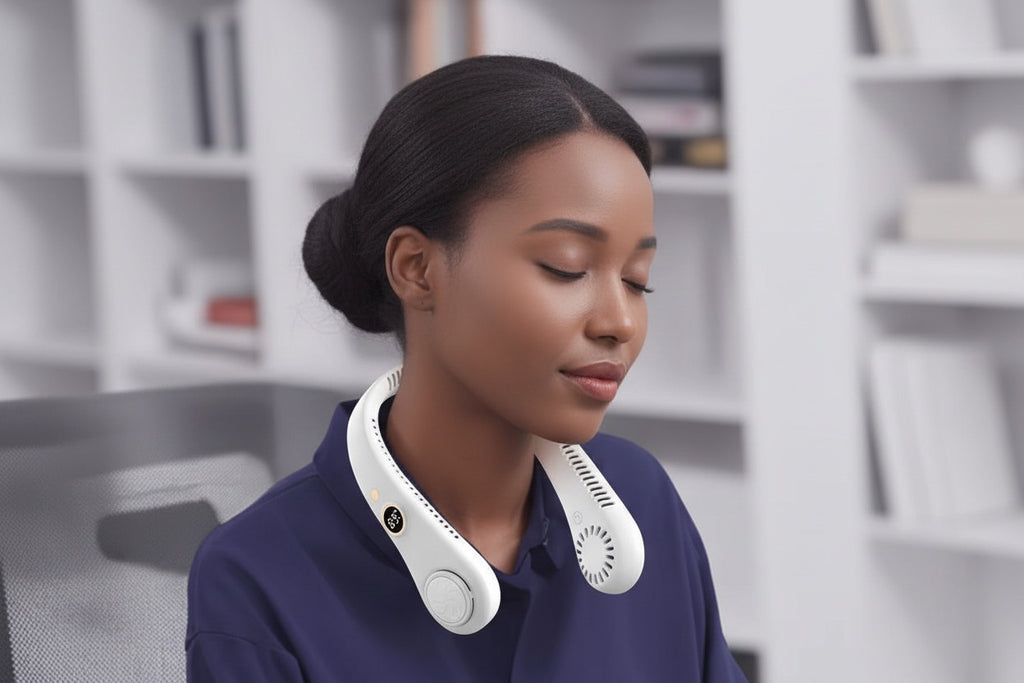 Ventilateur de Cou Portable – Fraîcheur Instantanée